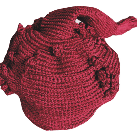 Dark Red Chieftaincy Crochet Cap