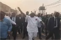 Governor Okezie Ikpeazu Wazes to the Cheering Crowd